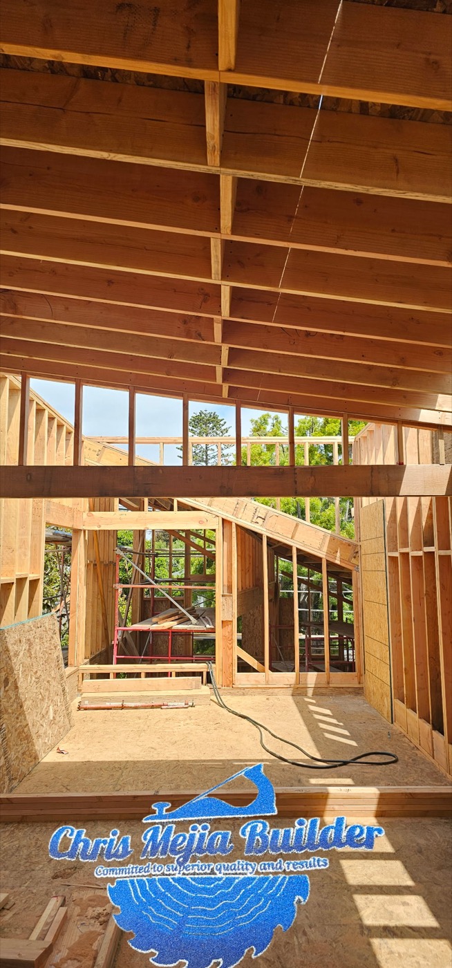 Interior commercial construction framing and ceiling work