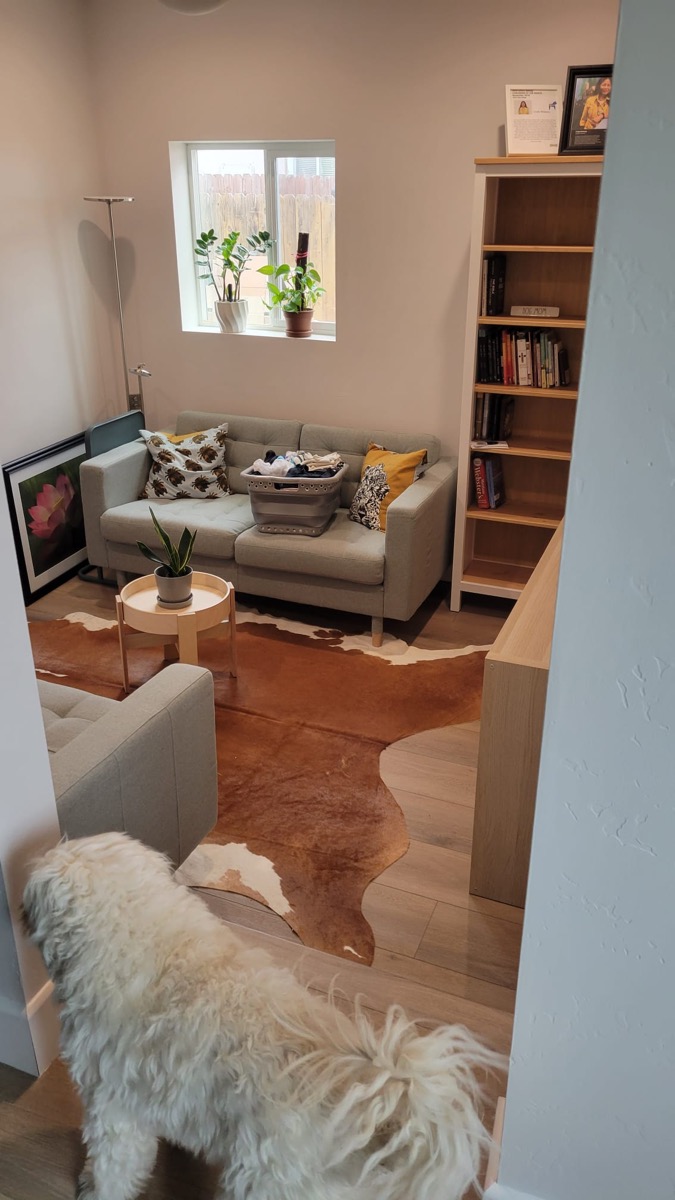 Completed ADU interior with cozy living room and hardwood floors